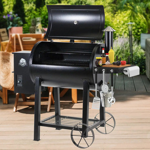 Grill Side Shelf Caddy For Pit Boss 700 And 820 Pellet Grills Easy Access Serving Tray With Paper Towels Holder And 3 Hooks Durable Mounting Shelf