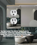 Three Pack Mirror Acrylic Outlet Covers And Light Switch Plates For Modern Homes in a contemporary living room setting