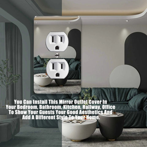 Three Pack Mirror Acrylic Outlet Covers And Light Switch Plates For Modern Homes in a contemporary living room setting