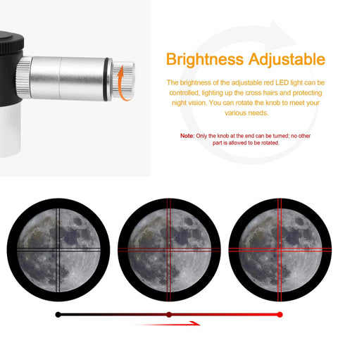 Twelve Point Five Millimeter Illuminated Reticle Plossl Eyepiece With Adjustable Image And Reticle Focus And LED Illumination