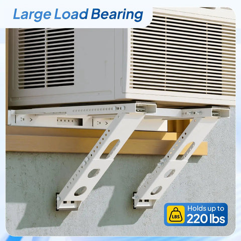 No Drill Window AC Bracket For Easy 3 Minute Install Heavy Duty Steel Construction Supports Up To 220 Lbs installed on window