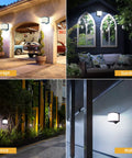 Solar Motion Sensor Outdoor Led Wall Light IP65 Waterproof on garage, garden, fence, and wall