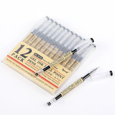Japanese Style Gel Pens 0.35mm Extra Fine Point No Smudge Quick Dry For Journaling Planners And Thin Notebook Paper 12 Pack