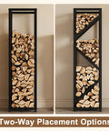 4 Tier Indoor Firewood Rack 47 Inch Tall Heavy Duty Log Holder For Fireplace Minimalist Black Design Space Saving