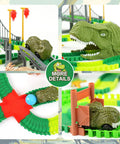 Dinosaur Race Car Track Play Set For Kids Ages 3 To 7 Flexible Dino Track Toys That Bend And Build A Wild Dino World Road Race