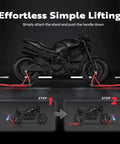 Beefy Heavy Duty Motorcycle Paddock Stands For Front And Rear Wheel Lift 882 Lbs Capacity UL Adjustable Swingarm Spool Durable Steel