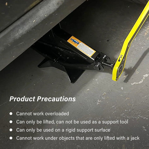 Heavy Duty Scissor Jack For Car With Slick Thread Action Portable Tire Changing Kit That Delivers A No Drama Lift Up To Two Thousand Pounds, showing safety precautions and jack design.