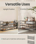 3 Tier Metal Shoe Rack Organizer for Entryway space saving stackable use upright or upside down fits 20 to 24 pairs black
