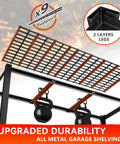 Heavy Duty 60 Inch Wide Garage Shelving Unit With 3000 Lbs Capacity, 5 Tier Metal Storage Racks For Garage Basement Pantry Workshop And More, Built To Last Steel Shelves For Maximum Space And Clean Up Clutter. all metal rack with 2-layer legs