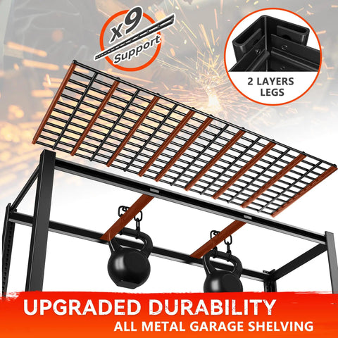 Heavy Duty 60 Inch Wide Garage Shelving Unit With 3000 Lbs Capacity, 5 Tier Metal Storage Racks For Garage Basement Pantry Workshop And More, Built To Last Steel Shelves For Maximum Space And Clean Up Clutter. all metal rack with 2-layer legs