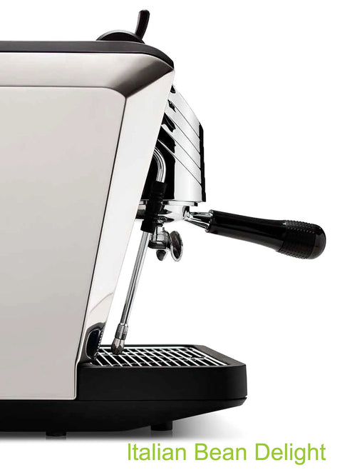 Side view of Oscar Direct Connect Version Black Espresso Machine With Copper Boiler For 110V Power Compact 32 Cm Wide Space Saver