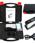 Self Calibrating Surface Gloss Meter With 0 To 200 GU Range Easy Two Button Operation displayed in black case with accessories