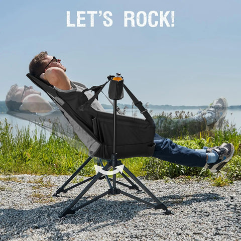 Person relaxing in Two Pack Hammock Camping Chair Outdoor Portable Swing Chair Set with Adjustable Back and Height