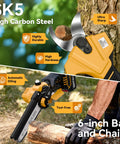Beefed Up Four In One Pole Saw And Electric Pruning Shears Kit With A Six Inch Mini Chainsaw For Tree Trimming focus image