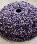 Handmade Amethyst Vessel Sink Twenty Four Inch Wide Basin Top Mount Wash Bowl With Dope Glossy Glaze sleek purple stone design.