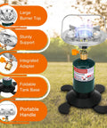 Portable Propane Camping Stove With Foldable Gas Tank Base Adjustable Flame Backpacking Cooker For Hiking And Tent Camping