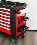 Magnetic Toolbox Organizer Set With 6 Inch And 12 Inch Trays, 2 Piece Paper Towel Holder, and tool accessories on a metal cart.