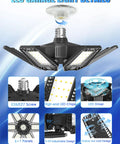 Hella Bright 180W LED Garage Light With 6 Adjustable Panels, 18000 Lumens, 6500K Daylight Deformable Lighting, Ceiling Mount E26 E27