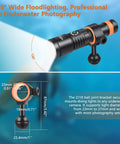 Lit Underwater Video Light 1200 Lumens 6500K With 120 Degree Wide Beam IP68 Waterproof To 150m Dual Modes ZJ18 Ball Joint