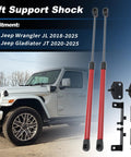Jeep Wrangler JL Front Hood Lift Supports For Gladiator JT 2020 2025 Beefed Up Heavy Duty Hydraulic Gas Spring in red