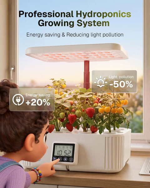 Indoor Hydroponics Growing System With 12 Pod Germination Kit And LED Grow Light LCD Touch Panel Quiet Automatic Operation Water Circulation And Height Adjustable Design For Easy Lettuce And Veggie Harvest