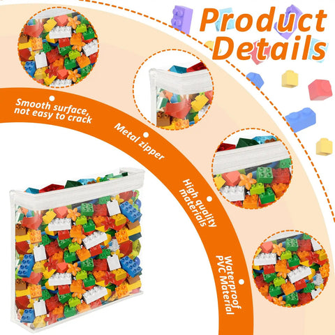 20 Pack Clear Toy Storage Bags With Zippered Closures, Waterproof PVC Organizers For Toys, Board Games, Blocks And Clay