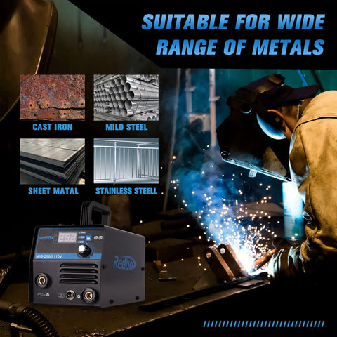 Gasless 2 In 1 MIG Welder With Flux Core Wire Feed And MMA Arc 110V Portable Inverter welding wide range of metals