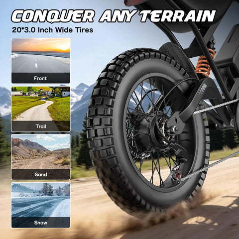 Powerful Askgo Electric Dirt Bike For Adults Teens With 2500W Peak Motor, 36 Mph Top Speed, 65 Mile Range, Dual Brake Off Road Ebike, Water Resistant Fat Tire All Terrain With NFC Unlock Technology, 20x3.0-inch rear fat tire