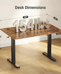 Claiks Electric Height Adjustable Standing Desk 40 By 24 Inches Rustic Brown ergonomic dimensions with weight capacity display