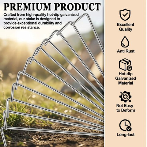 Heavy Duty Tent Stakes 20 Pack 7.1 Inch Ground Stakes Galvanized Steel Weatherproof For Camping Tents Gardens Tarps