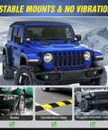 Front A Pillar Hood Cowl Mount Bracket For Offroad LED Pod Lights On 2018 To 2023 Jeep Wrangler JL JLU shown in rugged terrain