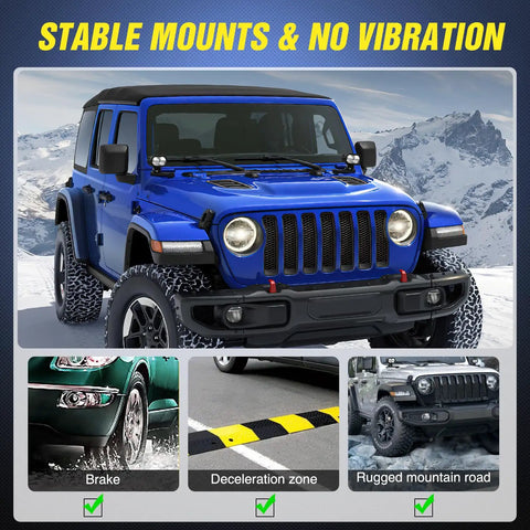 Front A Pillar Hood Cowl Mount Bracket For Offroad LED Pod Lights On 2018 To 2023 Jeep Wrangler JL JLU shown in rugged terrain