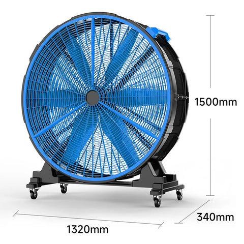 Portable Evaporative Air Cooler And Energy Saving Water Swamp Fan Lightweight Mobile Cart Design For Home Or Backyard, 1500mm height, 1320mm width.