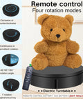 JAYEGT Motorized Rotating Display Stand With Remote Control And 5 Color Backgrounds, Electric Turntable showcasing a teddy bear.