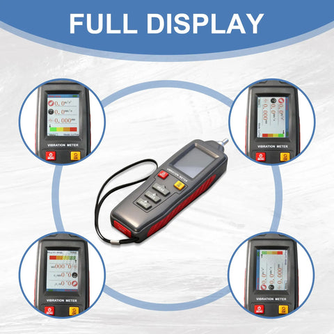Beast Industrial Grade Digital Vibration Meter For Machinery Diagnostics, Measures Acceleration 0.1-199.9 m/s2, Displacement 0.001-1.999 mm, And Velocity 0.1-199.9 mm/s, With Data Storage, Ideal For Compressors, Fans, Gearboxes. Handheld unit with display and wrist strap