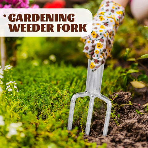 Three-Prong Fish Fork Beefed-Up Heavy Duty Steel Garden Tool For Fishing And Harvesting ergonomic handle in soil