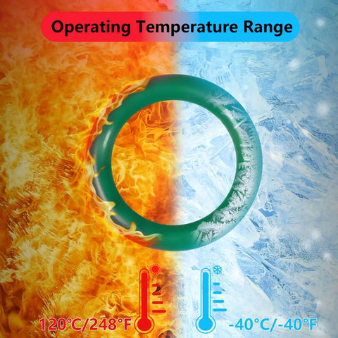 Green O-ring illustrating temperature range for 485 Piece Metric AC O Ring Kit For Automotive HVAC Systems R12 R134a