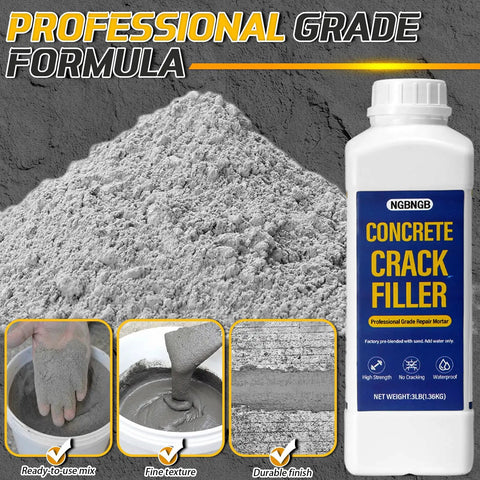 Heavy Duty Concrete Crack Filler Kit 3Lb Gray For Driveways Walkways And Patios DIY Mortar Repair With Quartz Sand Includes
