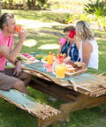 Picnic Table Cover With Bench Covers Elastic Edges 72 Inch 3 Piece Set Waterproof Outdoor Tablecloth with family dining outdoors