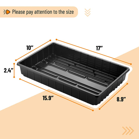 Durable 5 Pack Seed Starter Trays For Indoor Or Outdoor Gardening 17 By 10 By 2.4 Inches shown with size dimensions