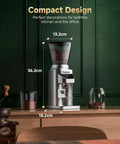 Ditch The Clutter And Ditch The Static With This Sharp Conical Burr Coffee Grinder Rocking A Bold 40Mm Stainless Steel Core And Thirty Four Dial Tweaks To Keep Grinds Light And Flavor Rich For Any Home Barista Wanting That Daily Smooth Sip. Compact silver coffee grinder with a transparent bean hopper.