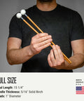 Xylophone And Bell Mallets Kit For Percussionists, American Made In Nashville, shown held with wood tips and birch handles