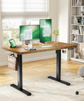 Marsail 48 X 30 Electric Standing Desk With One Piece Thickened Desktop, Height Adjustable Sit Stand Workstation featuring dual monitors and ergonomic setup.