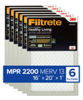 Top Notch 16x20x1 MERV 13 Pleated Furnace Air Filter MPR 2200 Elite Allergen Bacteria and Virus Protection 3 Month 6 Pack