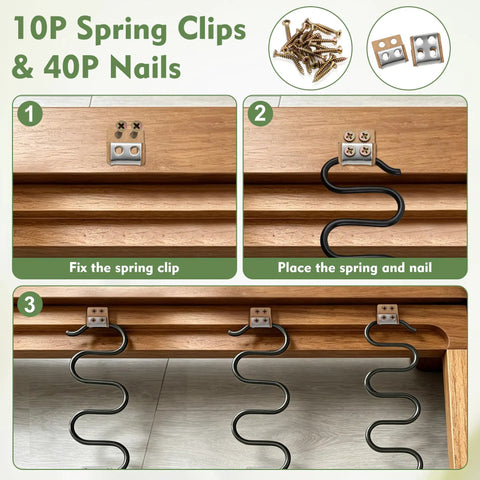 10P Spring Clips & 40P Nails set for securing springs in furniture, parts for Four Pack Heavy Duty Couch Spring Repair Kit To Fix Saggy Sofas Quick Upholstery Seat Replacement Parts Keeping Your Living Room Looking Fresh Rock Solid And Reliable.