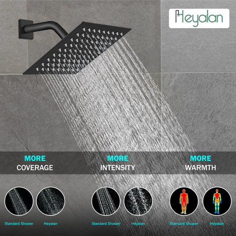 Matte Black 8 Inch Square Rainfall Shower Head Kit With Wall Mount Single Handle Valve And Trim A Dope Shower System