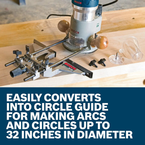 Deluxe Beefed Up Pro Grade Router Edge Guide With Dust Extraction Hood And Vacuum Hose Adapter for accurate circle cutting