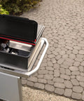 Weather Resistant Outdoor Storage Bin For Grill Tools And Gear With Hinged Lid Grab And Go Drop In Fit For Grill Side Tables And Open Carts Keeps Tools Handy Durable Organizer displayed open on grill side table.