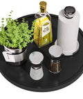 Your Go To Non Skid Bamboo Lazy Susan Turntable For Kitchen Countertops And Tables 13.2 Inch Wood Organizer In Black with items