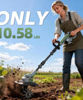 Woman using Powerful Cordless Garden Tiller Cultivator With 20V Battery No Gas 360RPM Electric Rototiller in garden